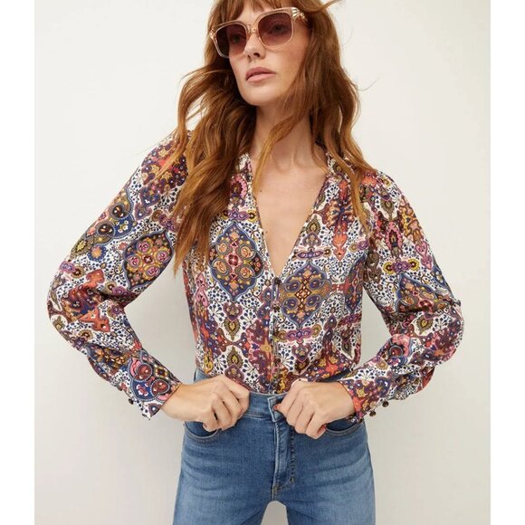 Veronica Beard Sura Printed silk Blouse – Women’s Size 6 - Picture 1 of 9